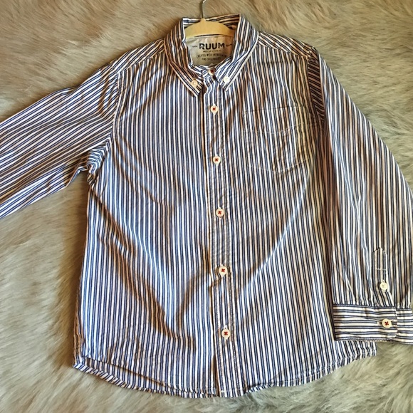 Blue& white stripe long sleeve kids shirt