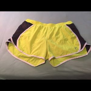 Neon yellow running shorts
