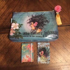 Bag, calendar, and notebook