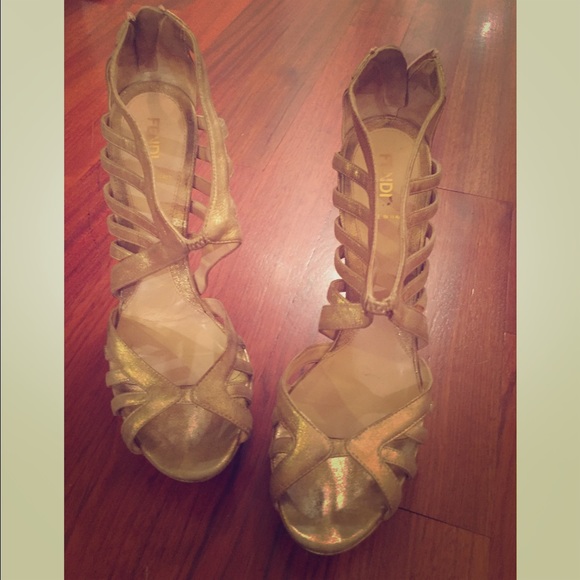 Fendi gold stilettos size UK 40