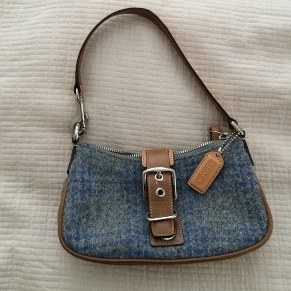 Blue Gray Plaid Coach Bag