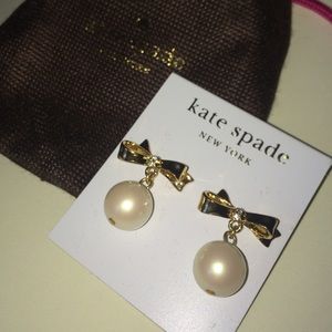 Kate Spade Love Notes Bow Pearl Earrings