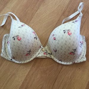 Victoria's Secret while and floral bra. Size 34DD