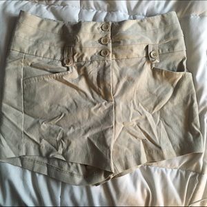 High waisted khaki shorts