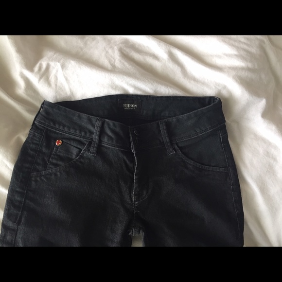 Hudson black wax-coated jeans