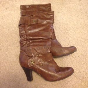 A.n.a Brown Faux Leather Heeled Boots