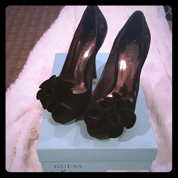 Guess by Marciano Suede/Leather Peep Toe Pump