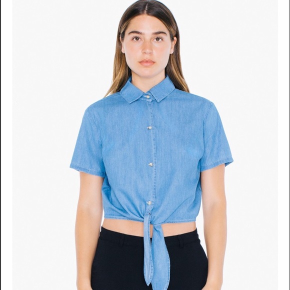 AA DENIM TIEUP CROP TOP
