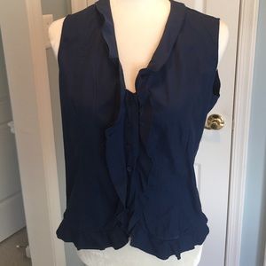 Talbots cotton sleeveless blue blouse Talbots cotton sleeveless blue blouse