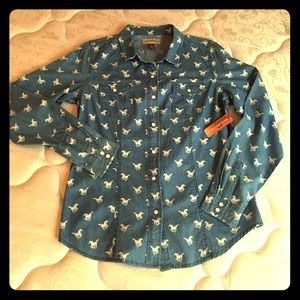 NWT Bit & Bridle horse print long sleeve shirt