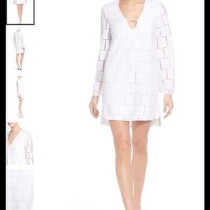 'grid-lace' long-sleeve minidress
