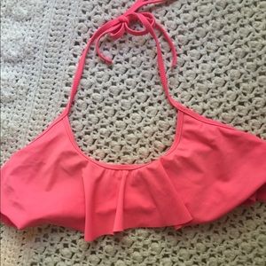 Flounce hot coral swim top