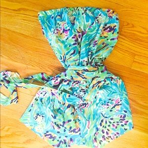 Lilly Pulitzer strapless belted romper. NEW.  M