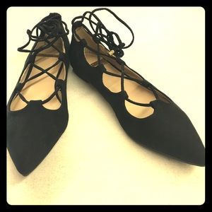 Black lace up flats