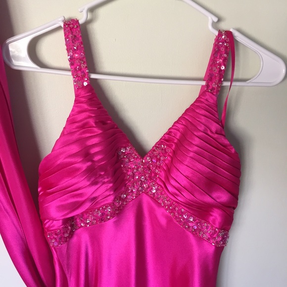Bright pink evening gown