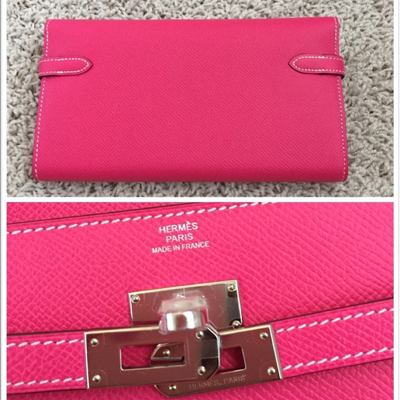 Kelly Long Wallet E5 Rose Tyrien Sliver Hardware - Picture 2 of 4