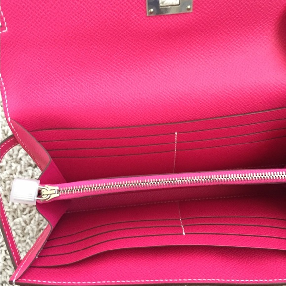 Kelly Long Wallet E5 Rose Tyrien Sliver Hardware - Picture 4 of 4