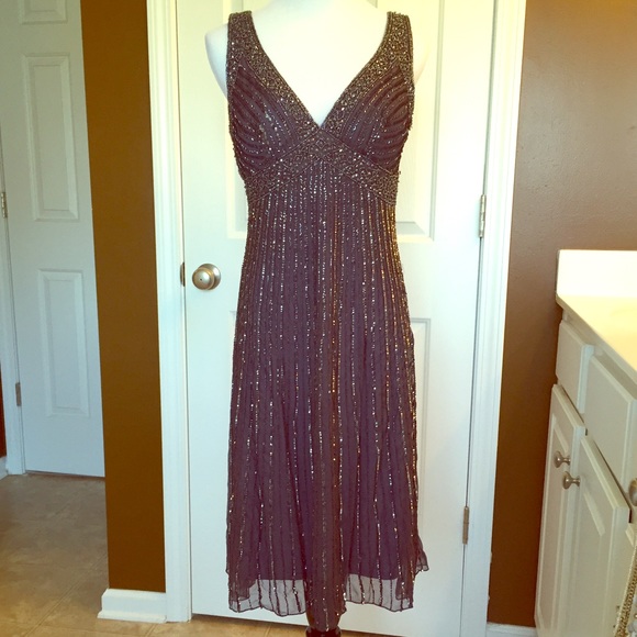 Beaded silk chiffon dress sz 4