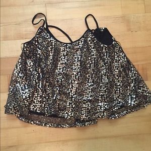 Black sequin crop top