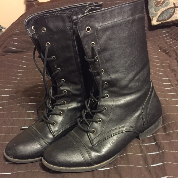Black combat boots