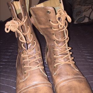 Brown chestnut combat boots
