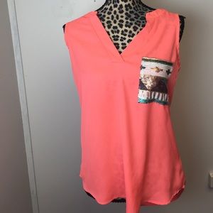Sequined Coral Tank