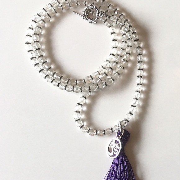 Bohemian Beaded Om Tassel Necklace Crystal Boho - Picture 3 of 5