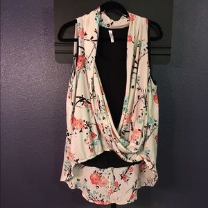 Floral Cris Cross Chiffon style tank top