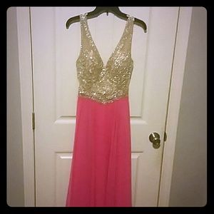 Pink and Gold Prom Dress