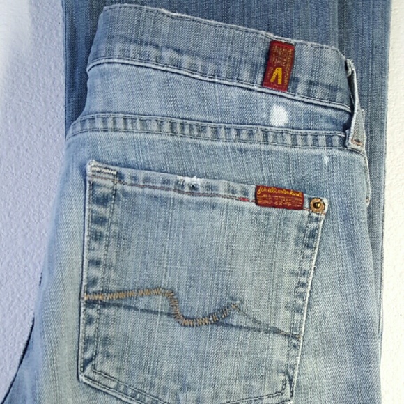 7 For all mankind 29x33 distress blue jeans