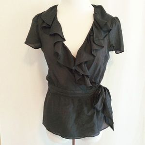 💕LOFT Satiny Sheer Wrap Blouse