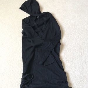 Maternity Black waffle knit tunic w/ hood