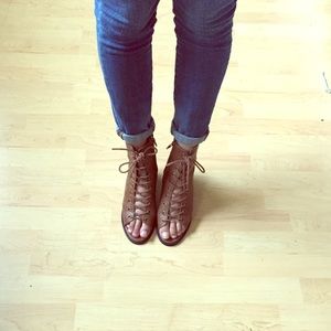 Lace Up Peep Toe Booties Lace Up Peep Toe Booties