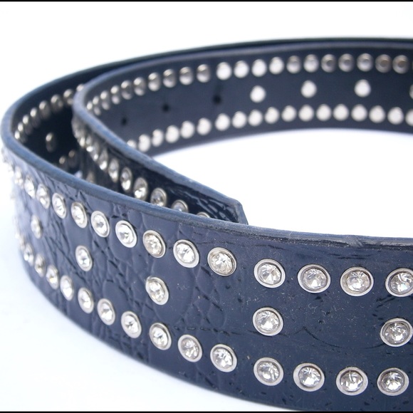 Glamorous Rhinestone Studded Black Belt