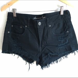 American Eagle Outfitters black frayed shorts