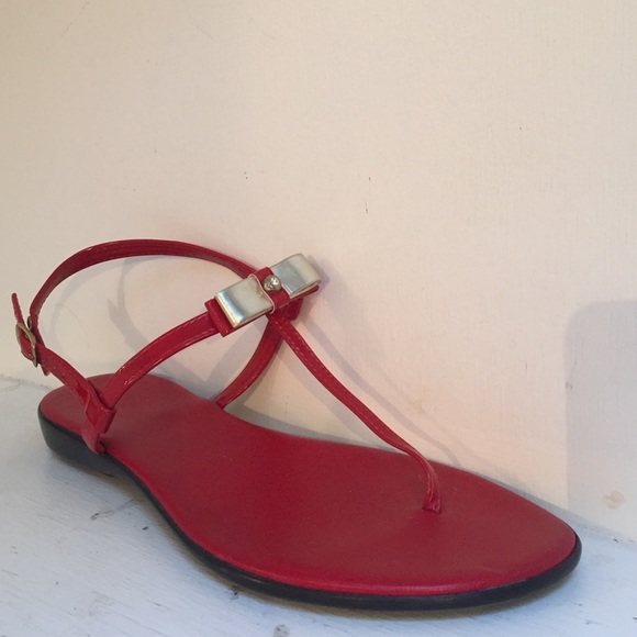 Red T-strap Sandals