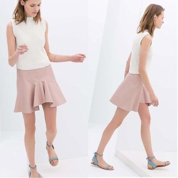 Zara faux leather nude pink mini skirt