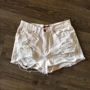 White high rise shorts