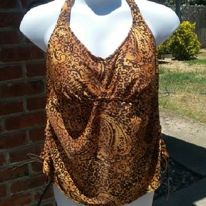 Semi leopard print swim top