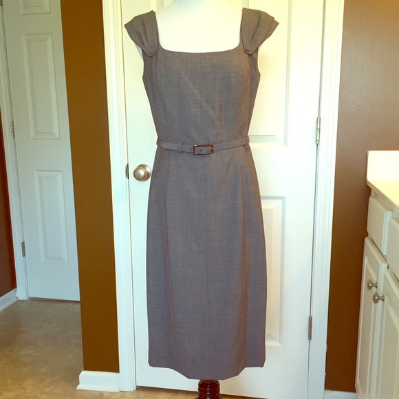 Gray sleeveless dress, business or office dress