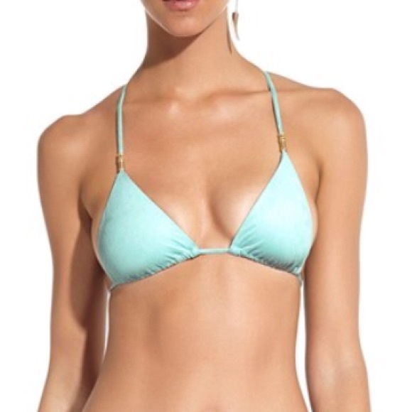 ViX swimwear triangle bikini top. Light blue.