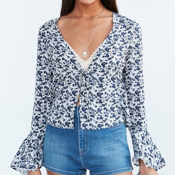 Urban Outfitters tie front blouse