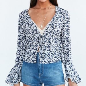 Urban Outfitters tie front blouse