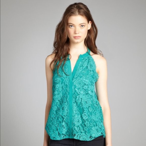 💕%85 OFF💕GEMMA emerald lace sleeveless blouse