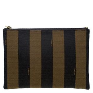 Fendi Pequin stripped cosmetic bag