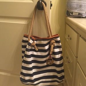 authentic navy and white striped Michael Kors bag