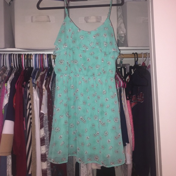Teal, flower dress!