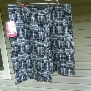 Plaid cargo shorts.