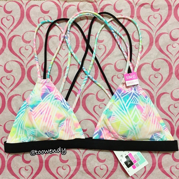 PINK Strappy Triangle Bikini Top - Picture 2 of 3