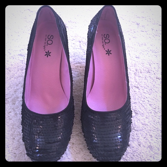 So black glitter high heel shoes 8.5 - Picture 1 of 2
